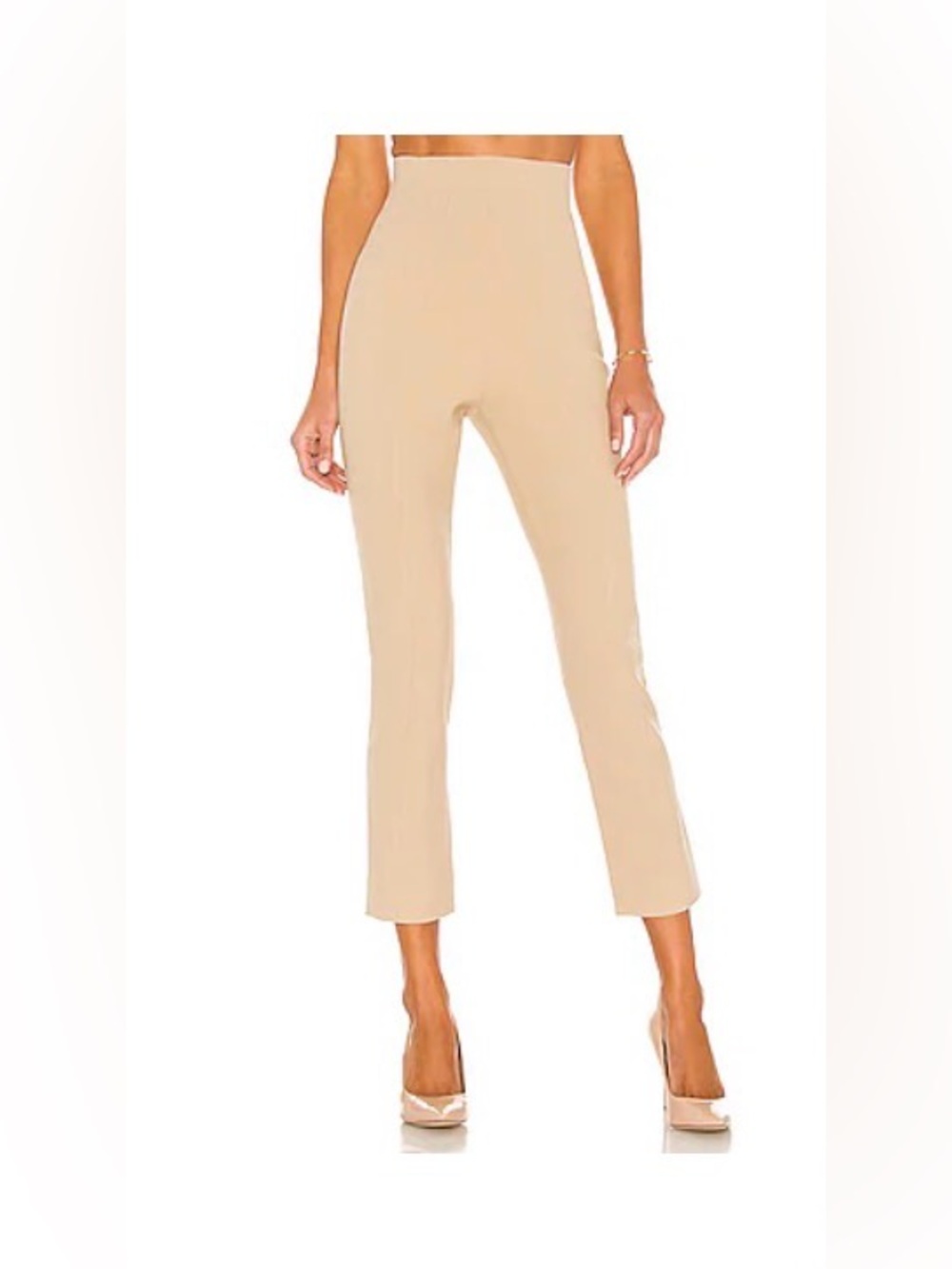 NWT L’Academie Power High Waist Cigarette Pants Beige Khaki M